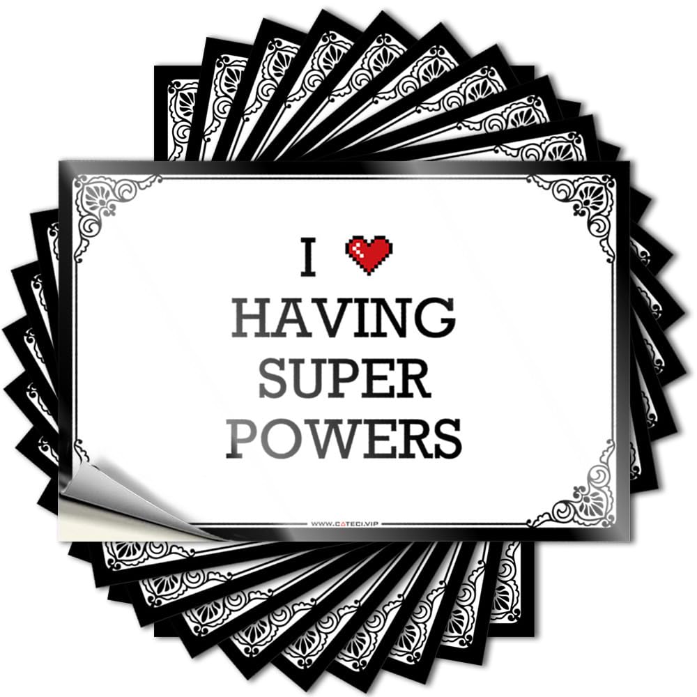 Decals Square, Gamers Cover I Love Having Super Powers | Emo(8X12CM)