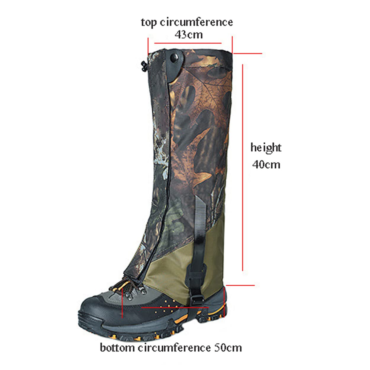 LANGWEI Guêtres De Jambe Camo, Guêtres De Botte De Neige Imperméables, Guêtres De Serpent Anti-Déchirure pour Hommes Femmes Chasse Camping Marche Escalade Ski