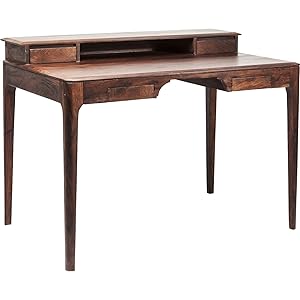 Kare Laptop Brooklyn Walnut Small Desk in Dark Brown Stained Sheesham Wood Slim Secretary Study Console Table for Home Office (H/W/D), (H/B/T) 76 x 110 x 40 cm