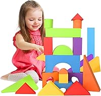 LOLO TOYS Giant Foam Building Blocks for Toddlers - 18 Large Jumbo Stacking Blocks, Washable Safe EVA Foam
