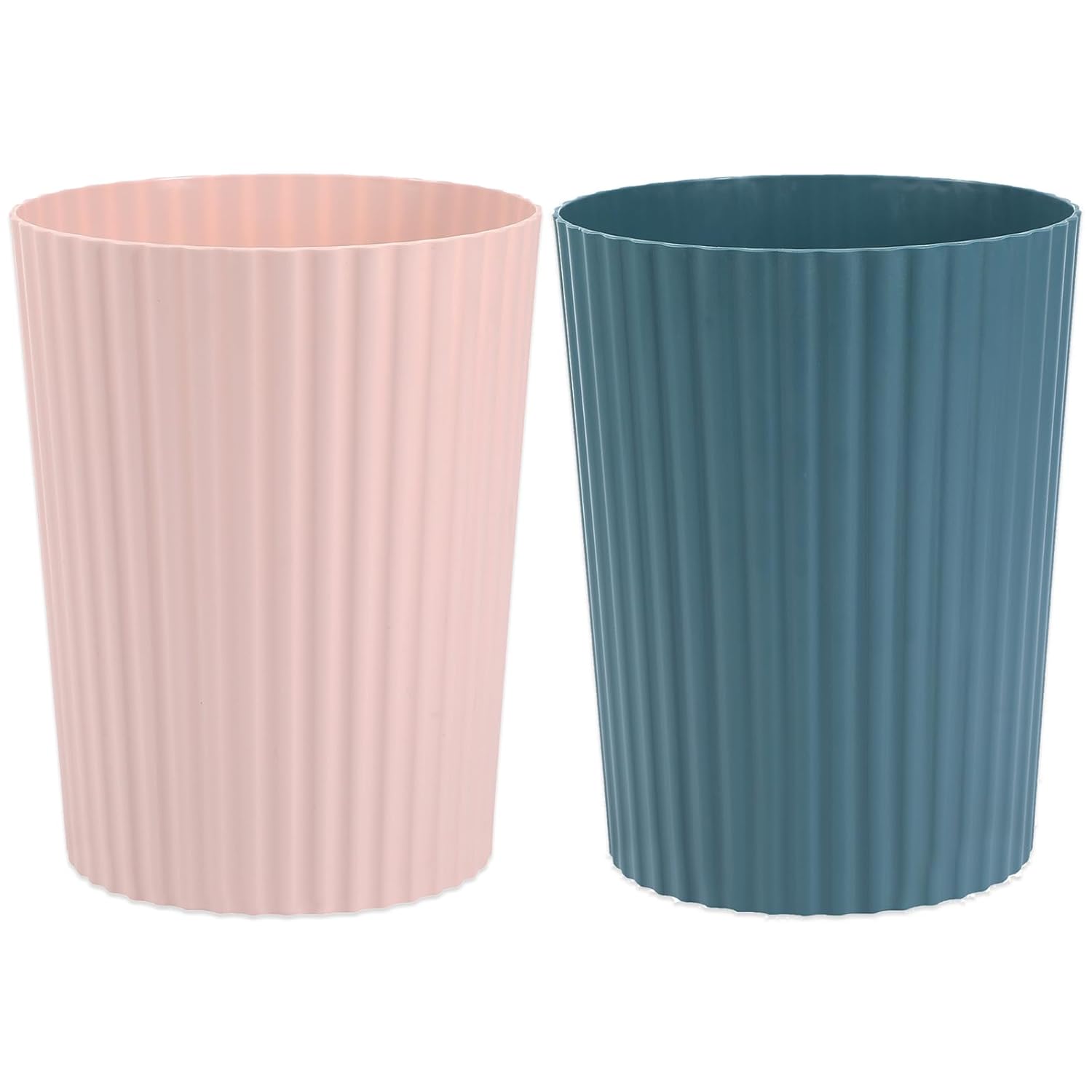 JiatuA Small Trash Can Plastic Wastebasket Garbage Container Bin for Bathroom, Kitchen Under Sink, Bedroom, Home Office, College Dorm, Pink & Teal Blue