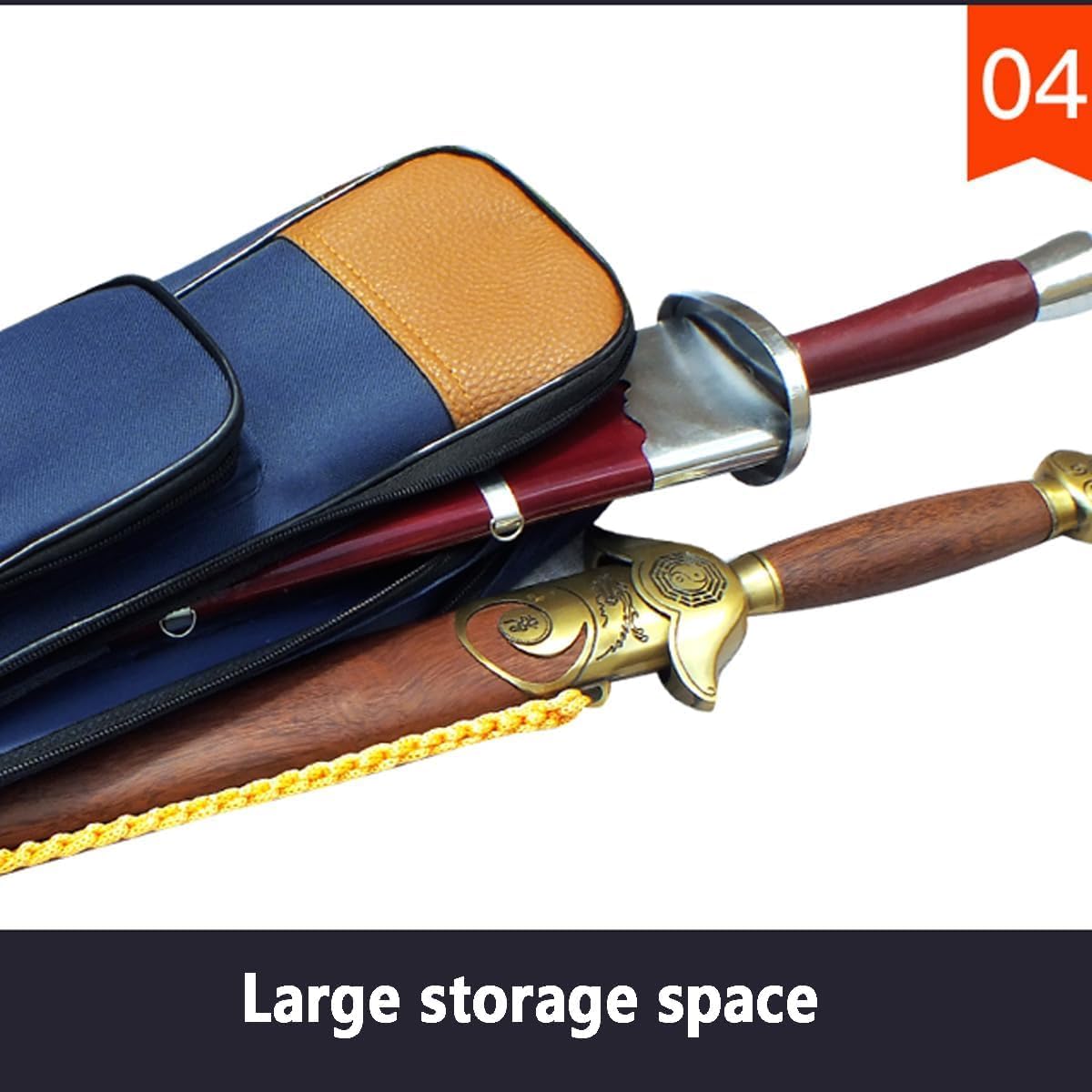 Sword Bag Multifution Thick Single-Layer Shoulder Carry Bag Chinese Martial Arts Sword Storage Pack, Red, 118cm