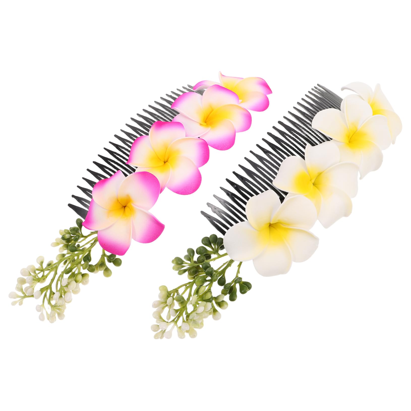 VALICLUD 2Pcs Artificial Hawaiian Plumeria Flower Hair Comb Clips Lightweight Durable Summer Hair Accessories for Beach Weddings and Parties Comfortable Ergonomic Design for Women