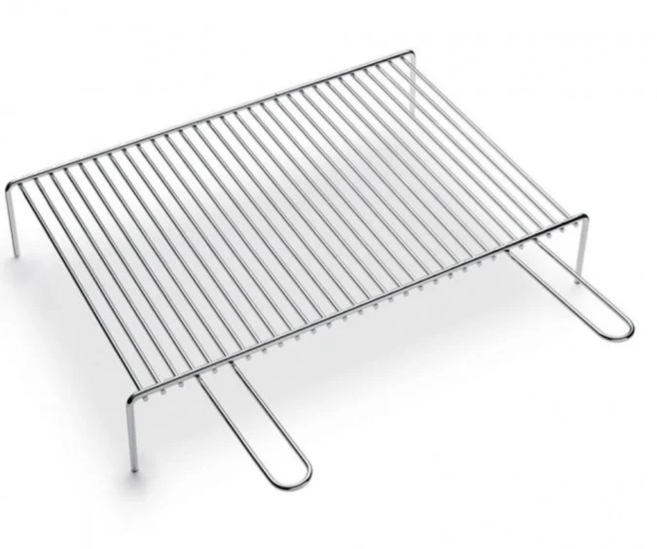 Griglia per Barbecue in Acciaio Cromato con Manici, Graticola per Camino con Piedini, per Carne e Verdure (60x40 cm)