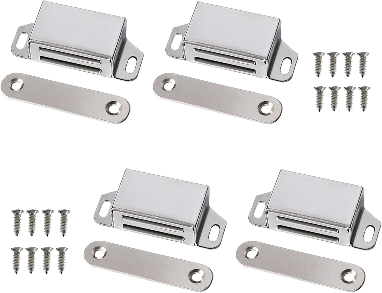Magnetic Cabinet Door Catch 4-Pack - Noiseless Closure for Kitchen ...