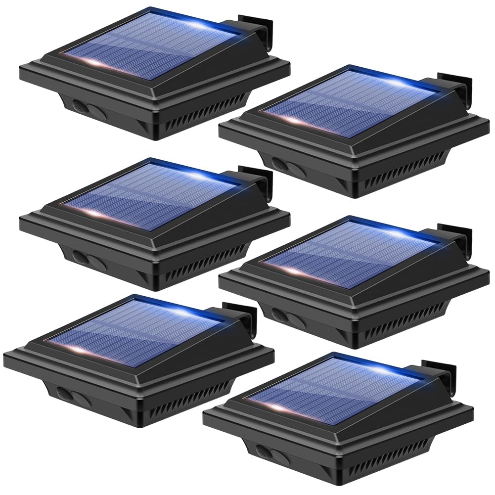 LED Luce Solare Per Grondaia - UniqueFire Lampade Solari Per Esterni, 12LEDs Luce Solare Bianca Calda Nera, Illuminazione Solare Da Giardino Per Giardino, Percorso Di Viaggio, Auto ON / OFF(6 pezzi)