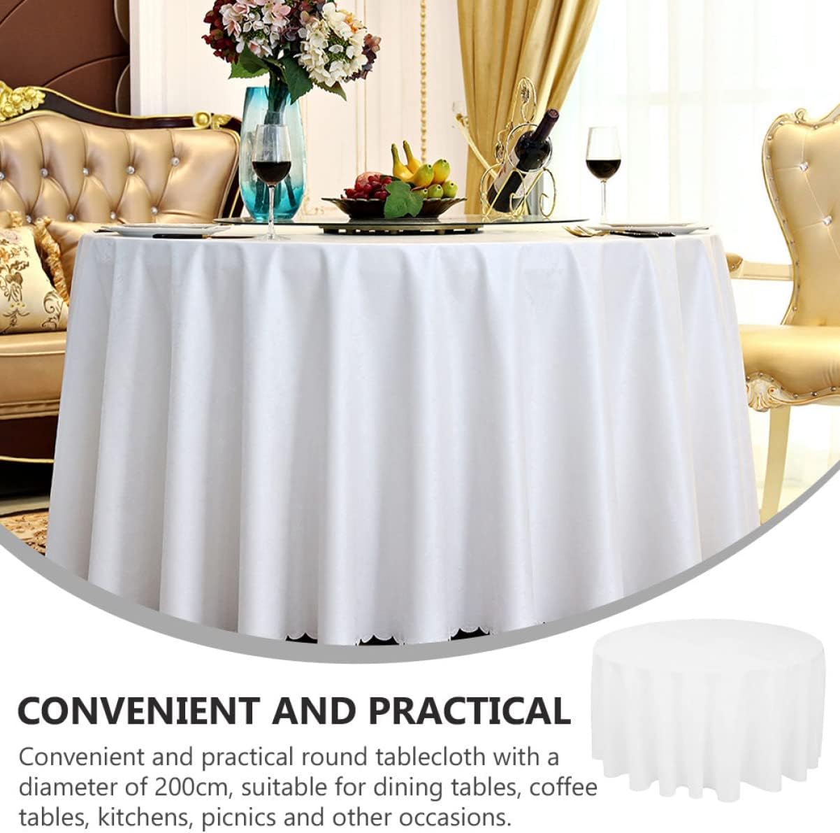 PRETYZOOM 1Pc Solid Color Round Tablecloth for Weddings and Home Parties Dinner Table Cover Elegant Table Decor for Banquets and Celebrations