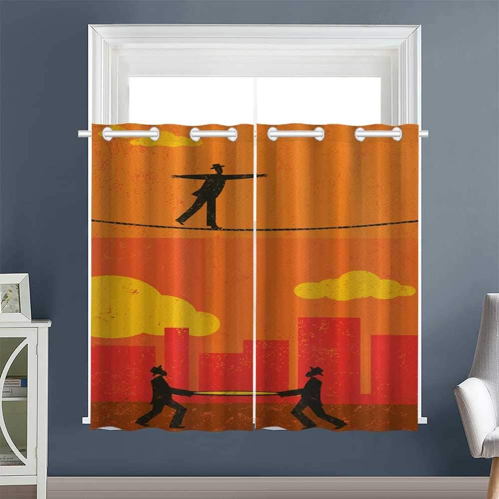 Linhomedecor Curtain Kitchen Window Men Walk Tightrope Net