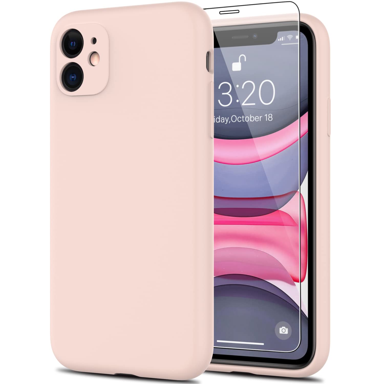 DEENAKIN Compatible with iPhone 11 Case with Screen Protector - Silky Silicone - Enhanced Camera Cover - 16ft Drop Tested...