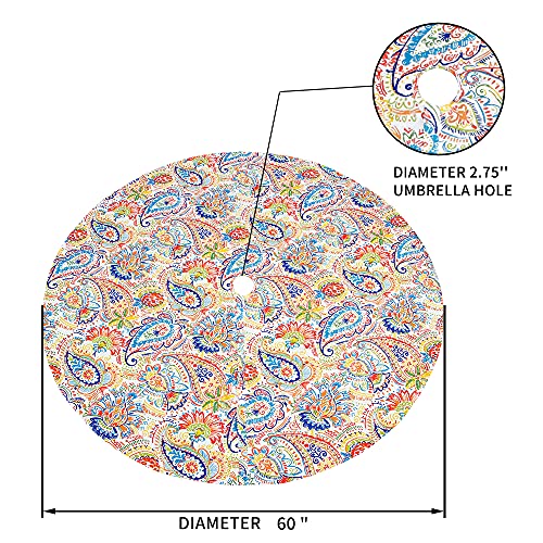 60'' Round Table Cloth Washable Water Resistance Tablecloth With Umbrella Hole Zippered Patio Table Cover (Red Phoenix) #TOP2