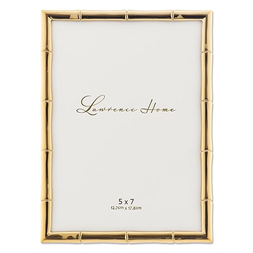 Lawrence Frames 5"W x 7"H Gold Metal Picture Frame with Bamboo Design (712257)