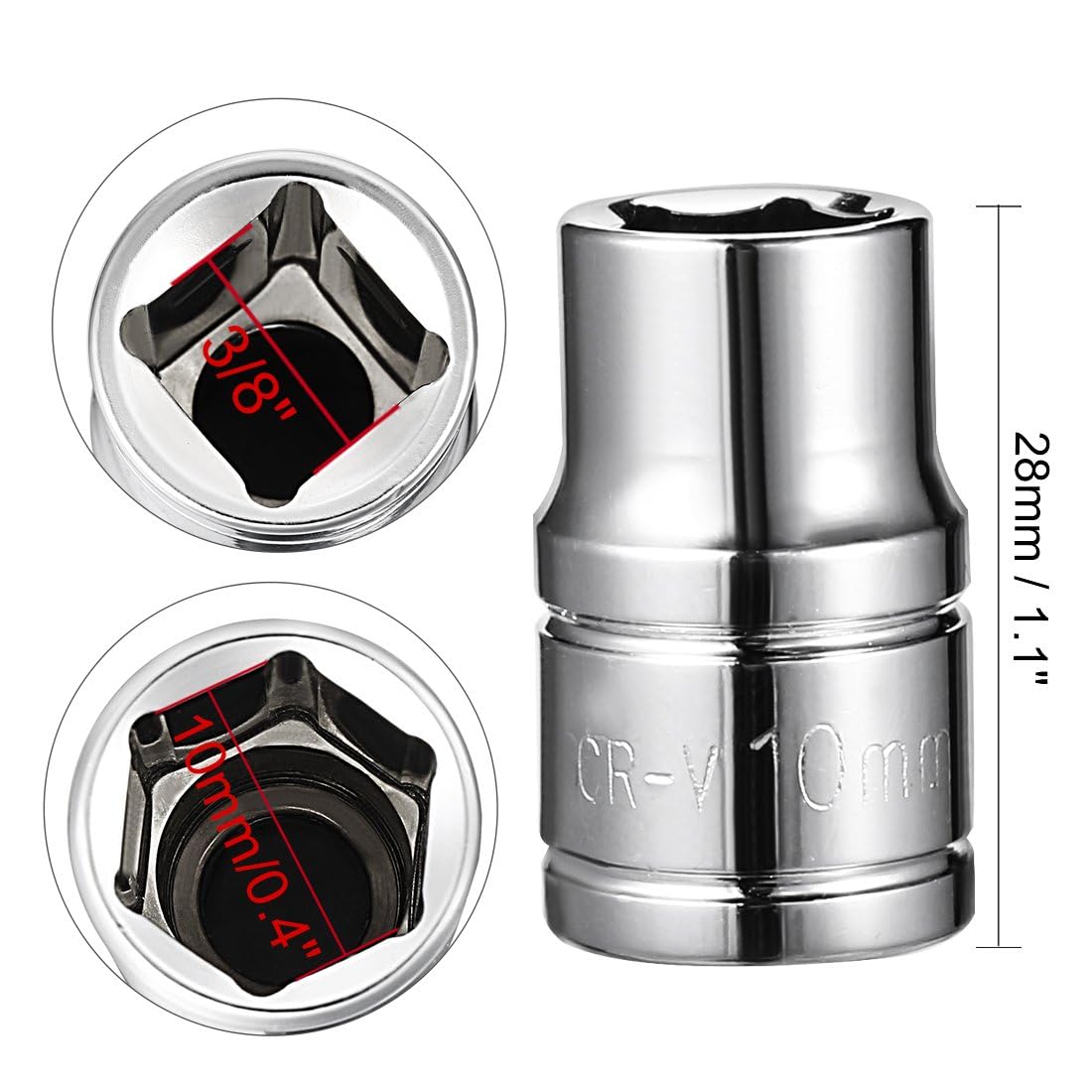 TA-VIGOR 2Pcs 3/8-Inch Drive 10mm 6-Point Shallow Socket, Metric, Cr-V Drive Socket for Auto Repairing and Household - Image 2