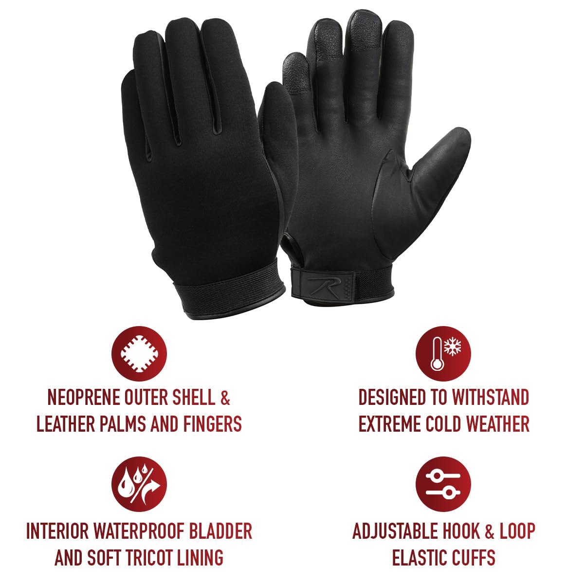 Rothco Cold Weather Neoprene Duty Gloves - Black, XL