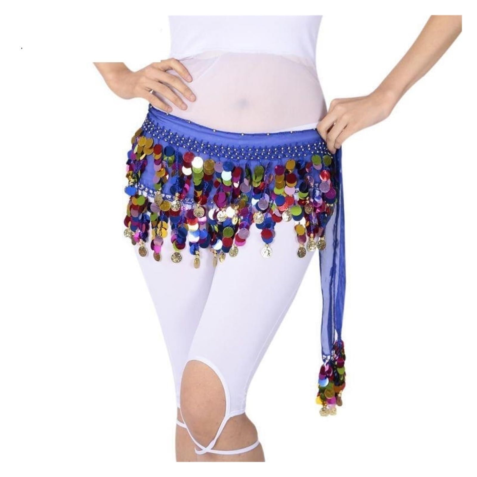Cinturón de monedas para el vientre, con purpurina colorida, cinturón de triángulo, falda brillante para mujer, accesorio con borla y lentejuelas, disfraz