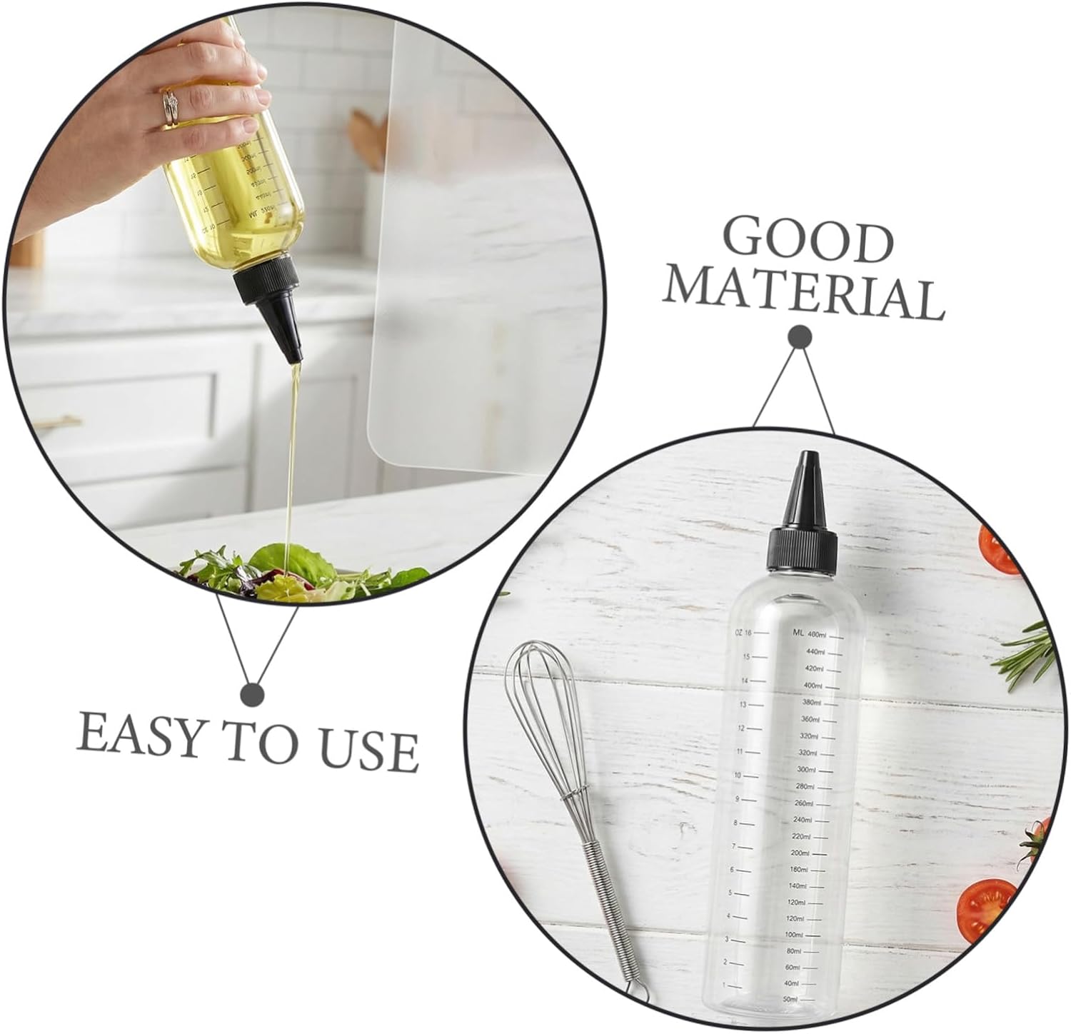 Zerodeko Plastic Squeeze Bottles for Precise Dispensing 8pcs 17oz with Graduated Markings Leakproof Refillable Applicator Bottles for Hair Coloring and Daily Storage