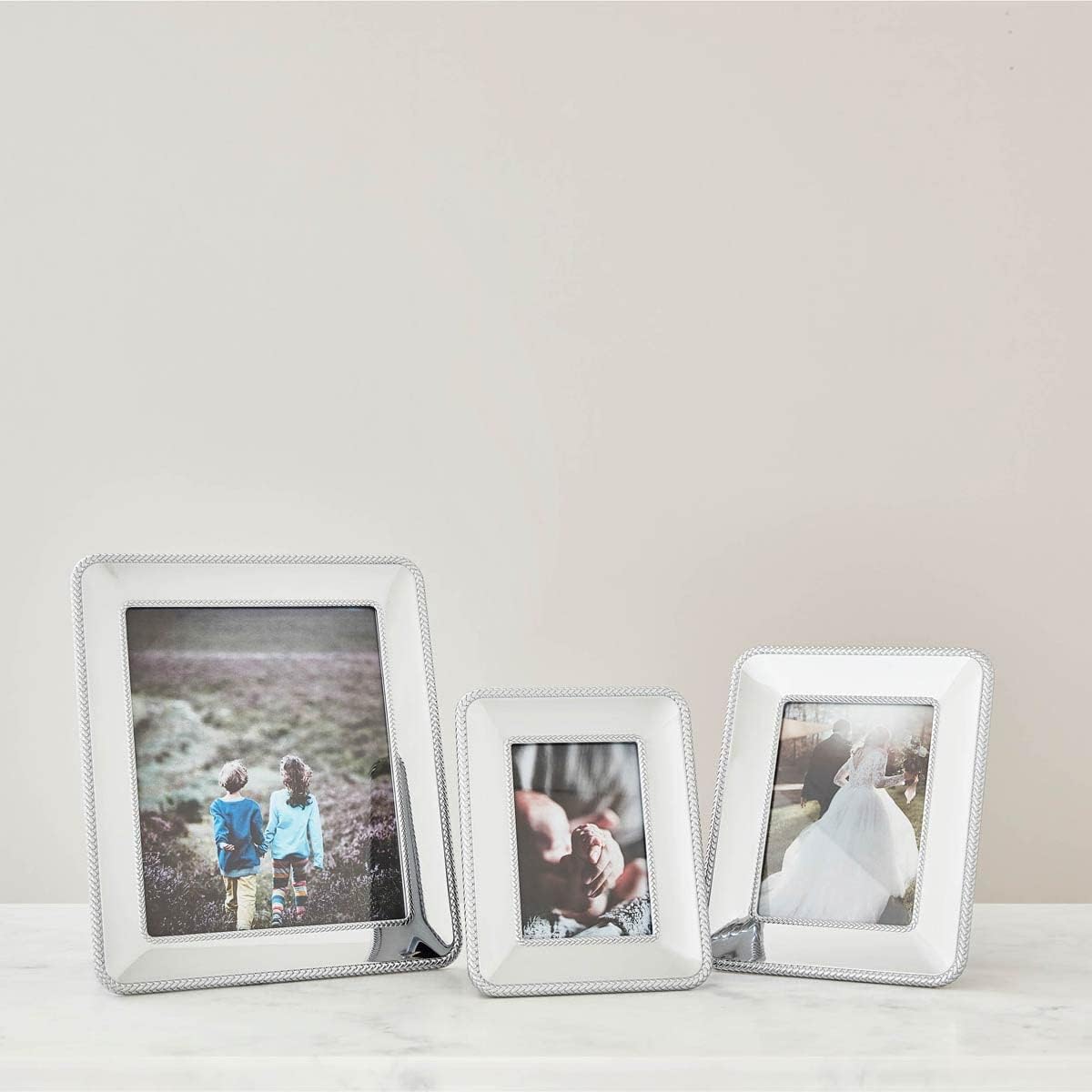 nambe Braid Picture Frame, 4" x 6" | Photo Frame with Tempered Glass | Braided Metal Design | Tabletop Display Family, Friends, Wedding Gift, Home Office Décor | Chrome Plate and Glass