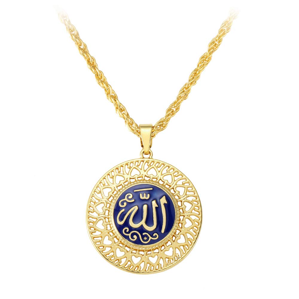 TUNCDripping Scripture Round Pendant Necklace Women's Long Golden Twist Necklace Gold Plated Medium Round Necklace Pendant Necklace
