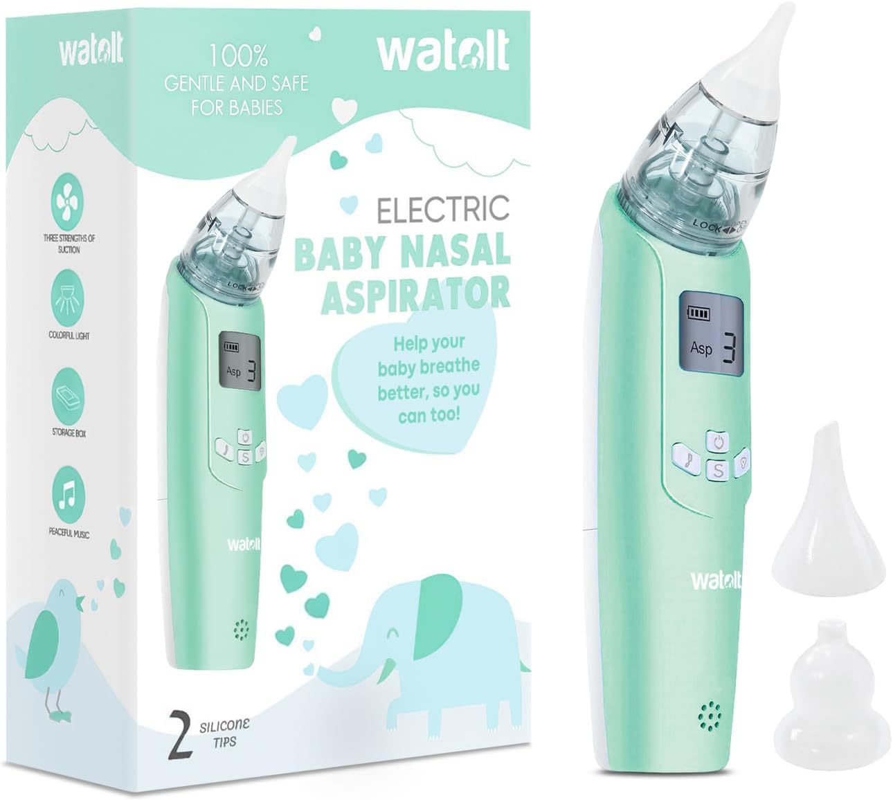 Baby Nasal Aspirator - Electric Nose Suction for Baby - Automatic Booger Sucker for Infants - Battery Powered Snot Sucker Mucus Remover for Kids Toddlers