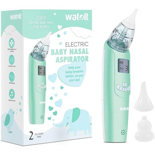 Baby Nasal Aspirator - Electric Nose Suction for Baby - Automatic Booger Sucker for Infants - Battery Powered Snot Mucus Remover for Kids Toddlers