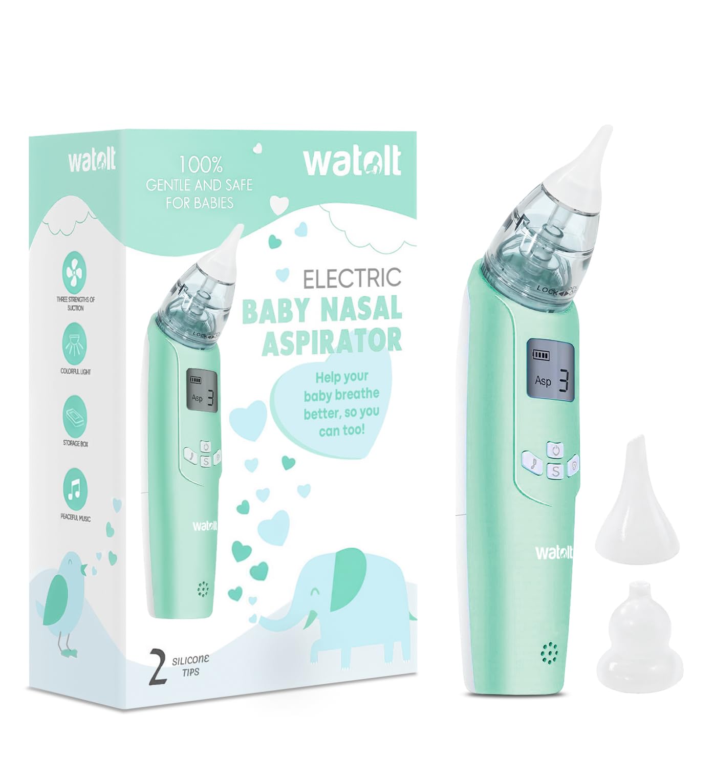 Baby Nasal Aspirator - Electric Nose Suction for Baby - Automatic Booger Sucker for Infants - Battery Powered Snot Sucker Mucus Remover for Kids Toddlers