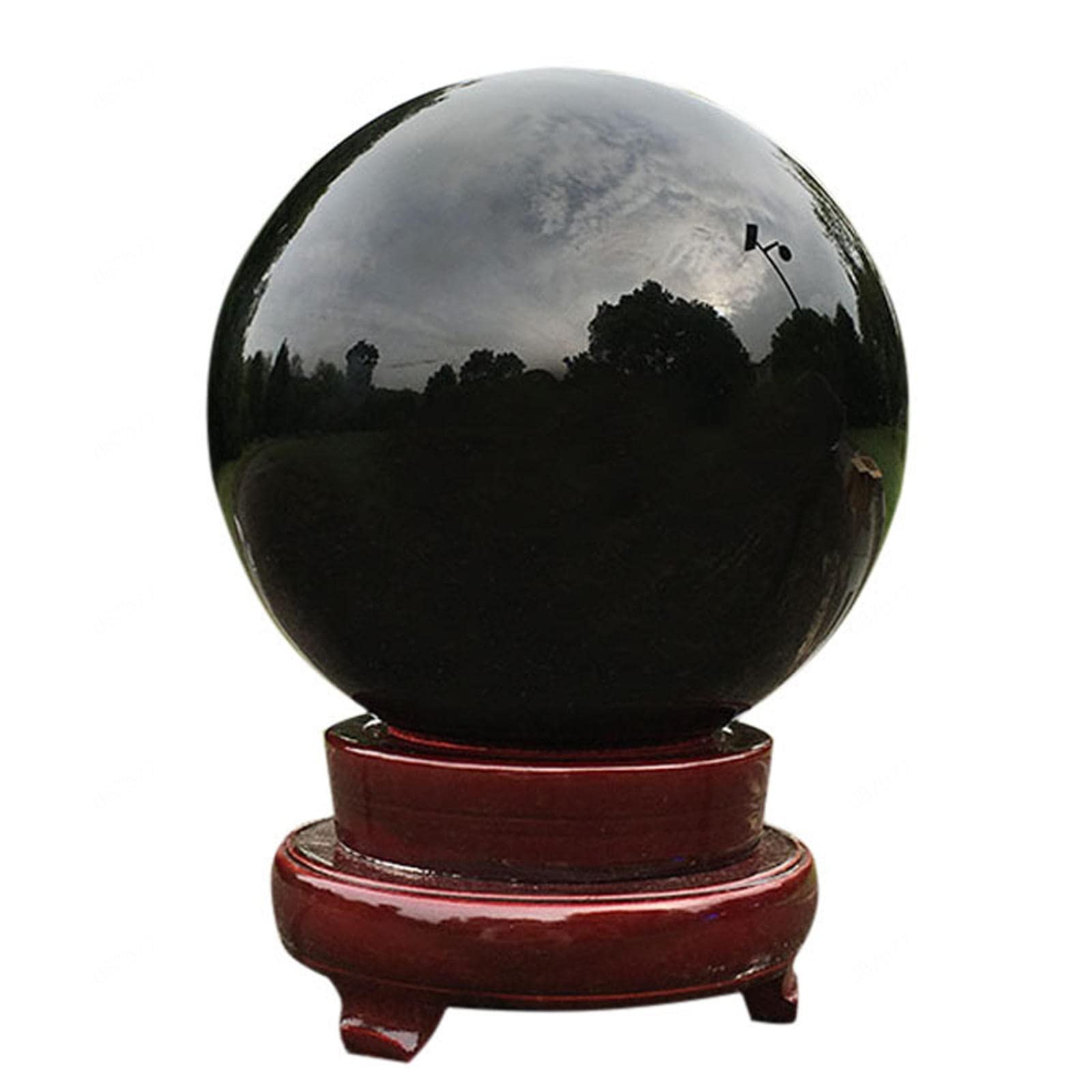 DPURPIWADY Office Home Table Feng Shui Decoration Crystal Ball with Stand Obsidian Black Broken Glass Lucky Gift, ball-15cm