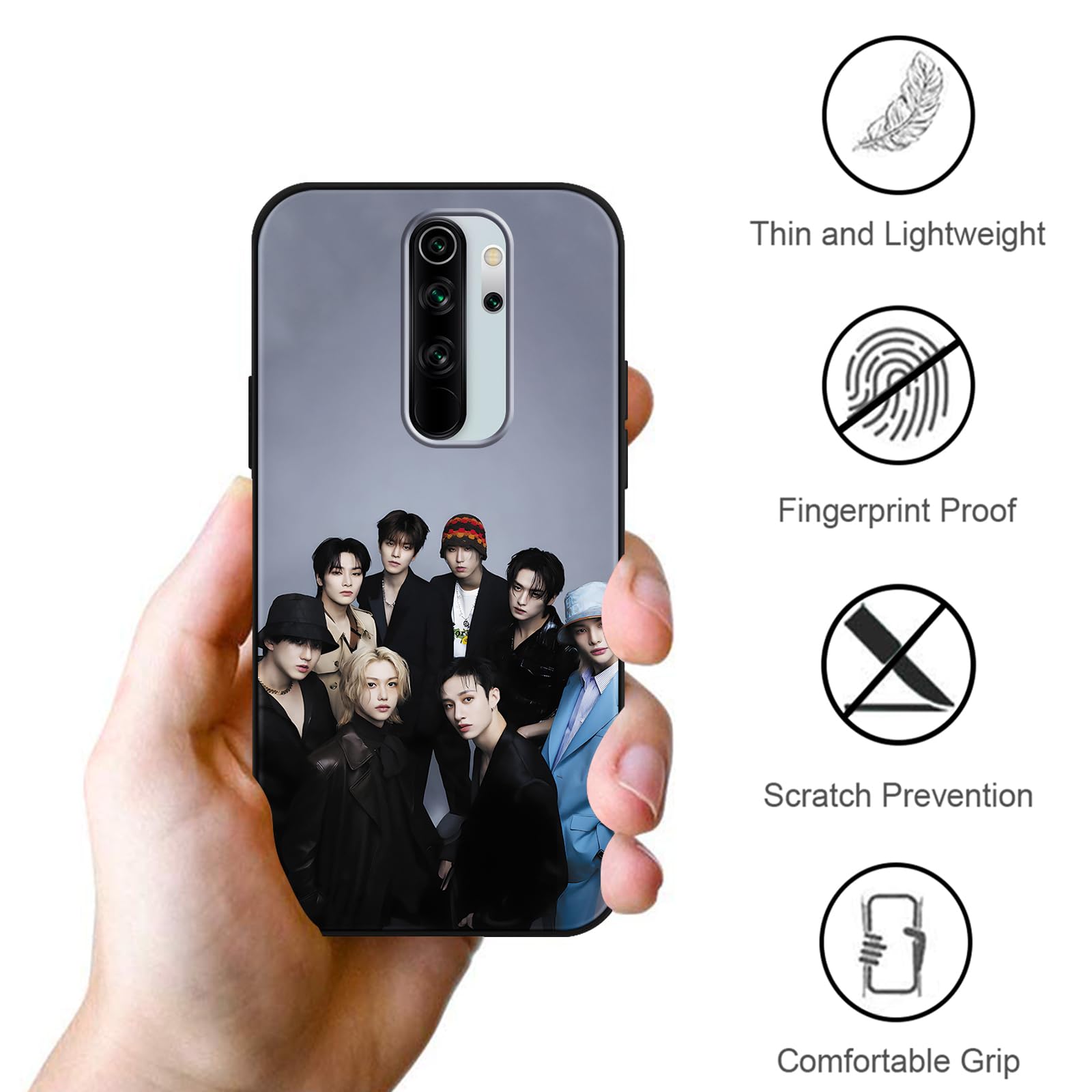 Yomyejisoo [2 pezzi Cover per Xiaomi Redmi Note 8 Pro 6,53,Cartoon Cute TPU Fiocco Blu Nastro Motivo Aesthetic Disegno,Nero Custodia Silicone Antiurto Protettiva Case Ragazza