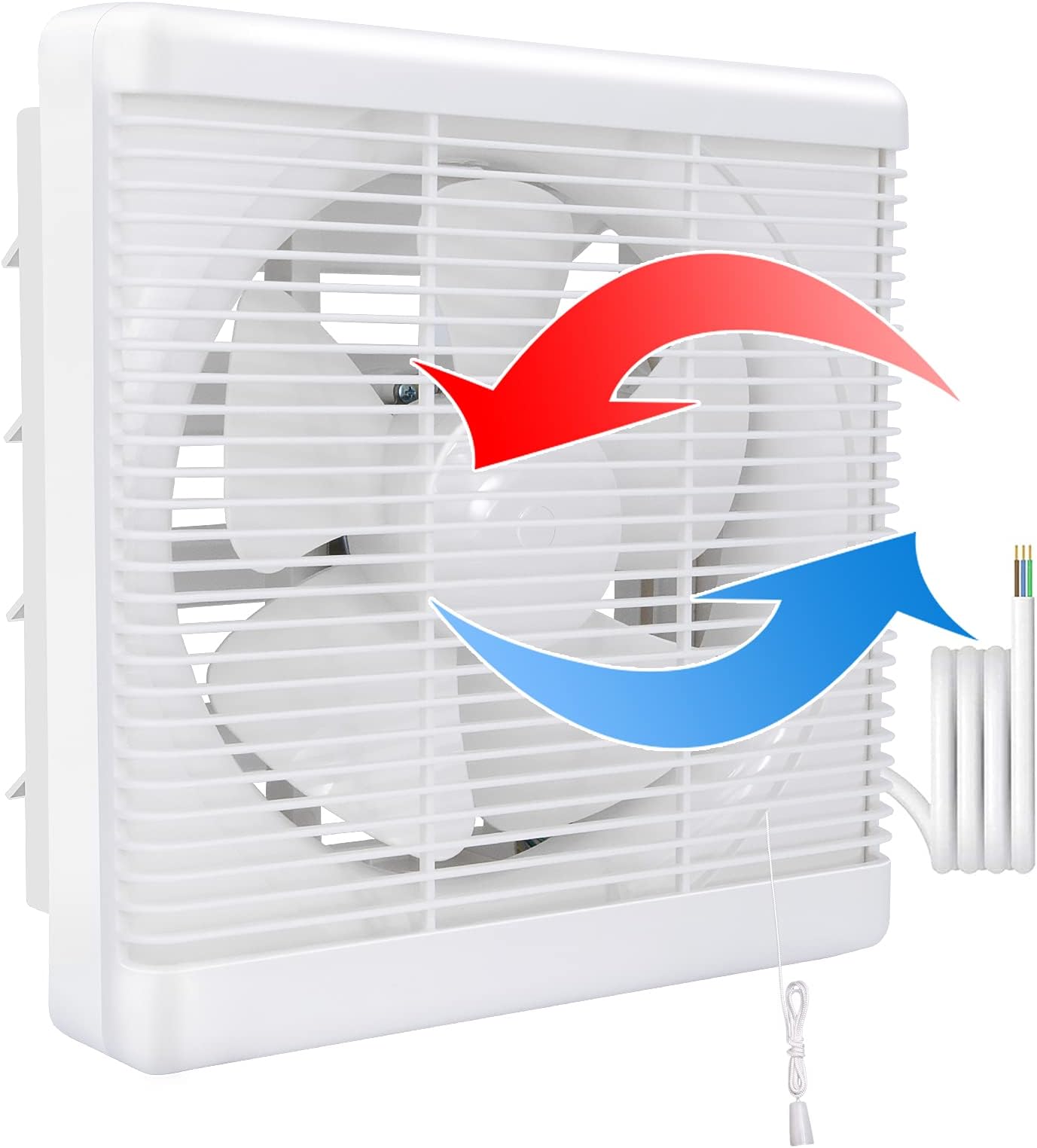 HUGOOME Open Size 7.9"*7.9" Exhaust Shutter Extractor Fan 300m³/h, 2-way Reversible Strong Airflow Wall Mounted Vent Fans, Ventilation Blower for Bathroom Attic Window Basement