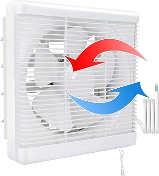 HUGOOME Open Size 11.8"*11.8" Exhaust Shutter Fan Extractor 800m /h, 2-way Reversible Strong Airflow Wall Mounted Vent Fans, Ventilation Blower for Bathroom Attic Window Basement