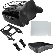 TCMT Black King Motorcycle Trunk Backrest Pad Luggage Mount Rack W/Base Plate Docking Kit Fit For Harley 2014-2025 Touring CVO Road King Road Glide Street Glide Electra Glide Pack