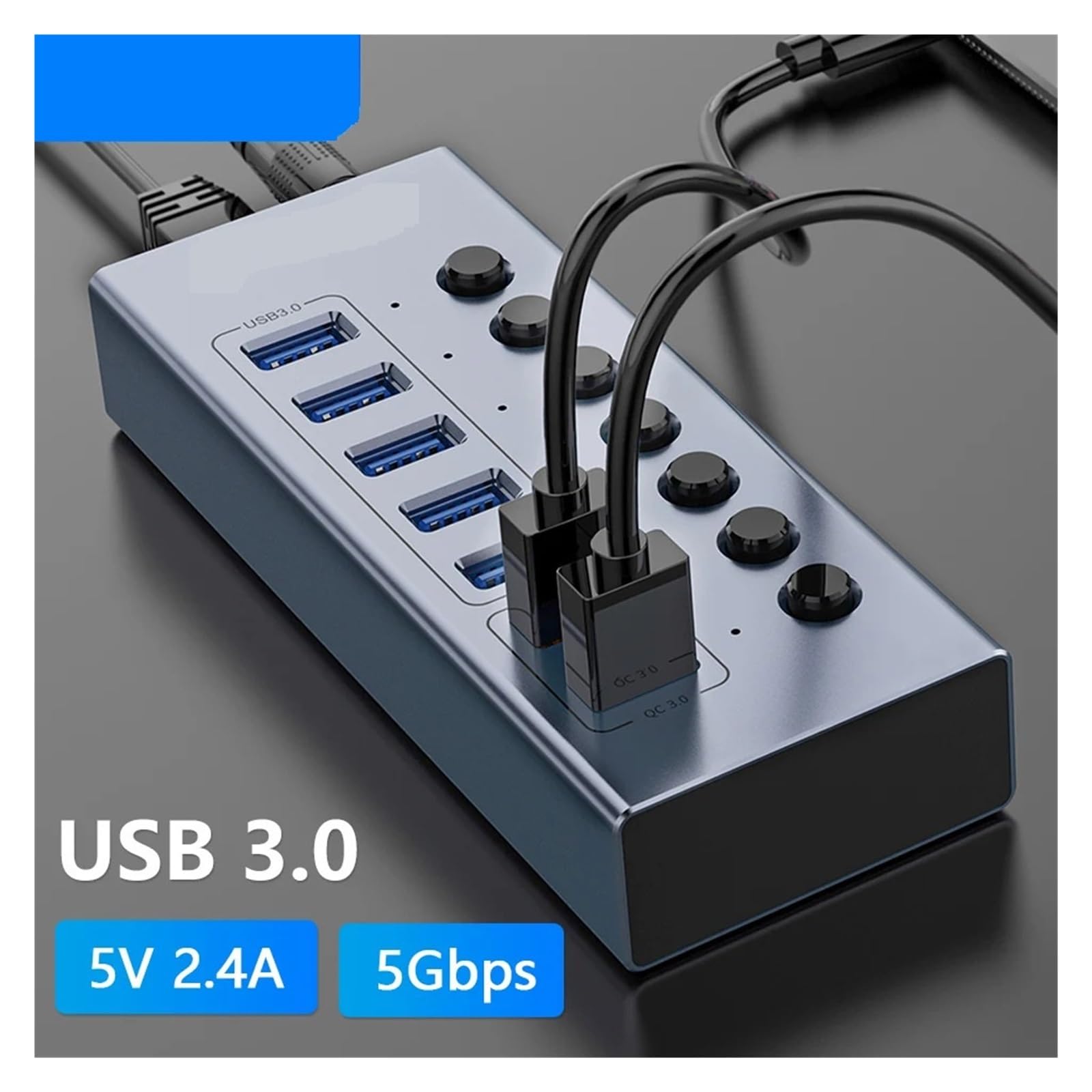 Hub Multi USB, Interruptor Divisor De Varios Puertos, Toma Acoplamiento con Tecla Encendido Y Apagado, Adaptador/Cargador Energía Ranura For Enchufe 3,0 Múltiple Capacidad De Carga RáPida(13 USB)