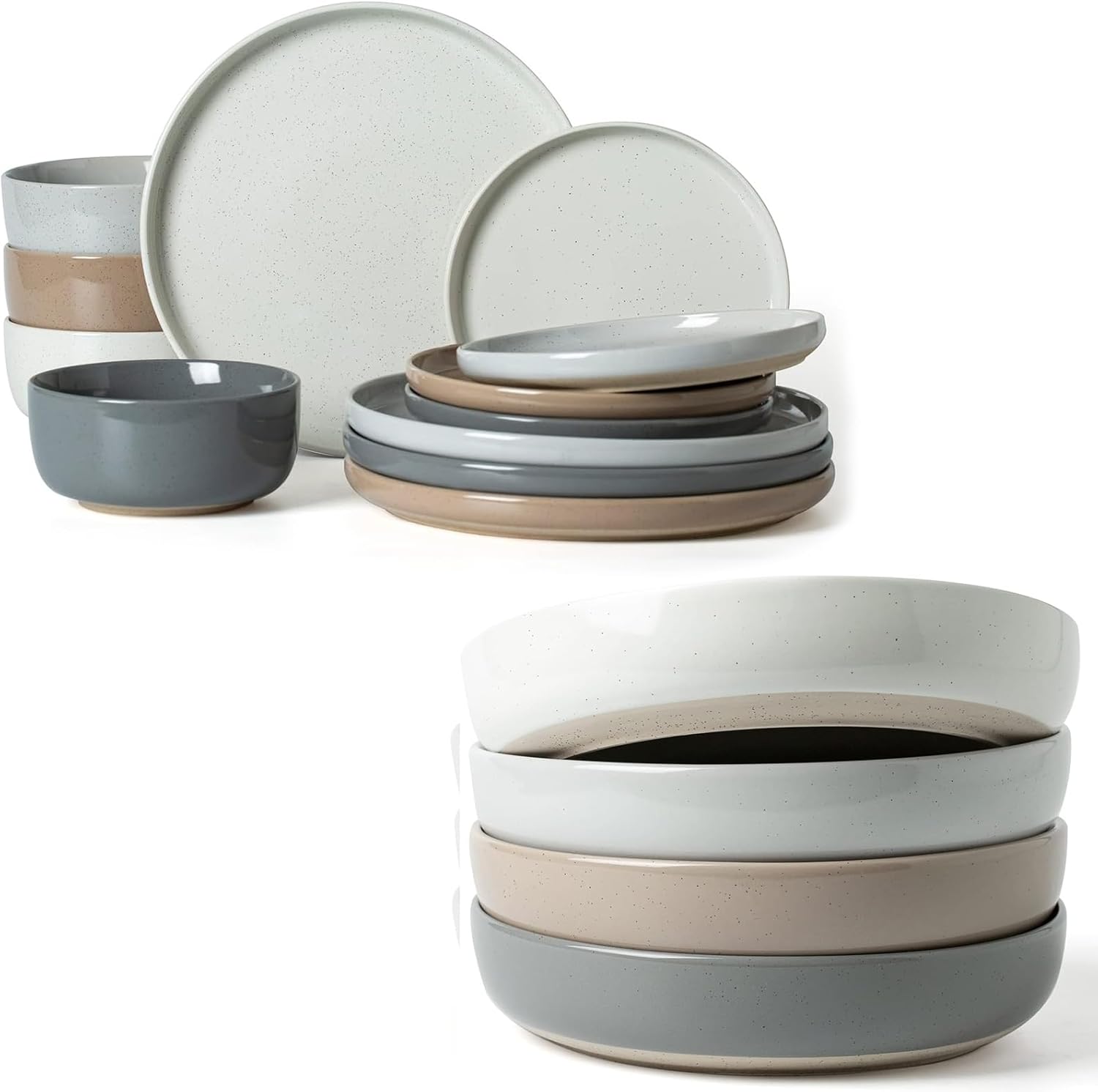 Famiware Milkyway Plates and Bowls Set For 4, 16-Piece Dinnerware Sets, Multi-color