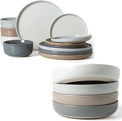 Famiware Milkyway - Juego de platos y cuencos para 4 juegos de vajilla de 16 piezas, multicolor