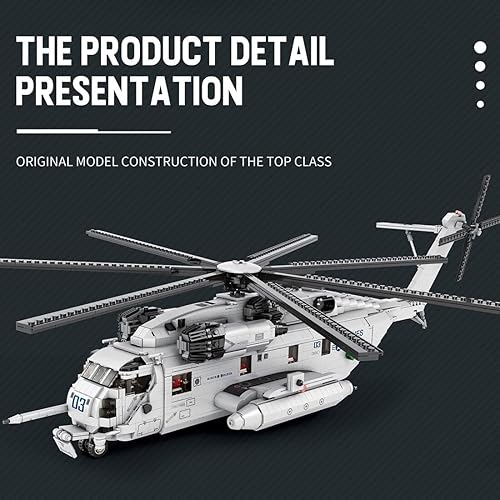 Miniatura 6 de WESS 135 CH-53E Super Stallion - Juego de helicóptero militar, 2192 piezas de bloques de construcción de aviones técnicos para niños y adultos, MOC