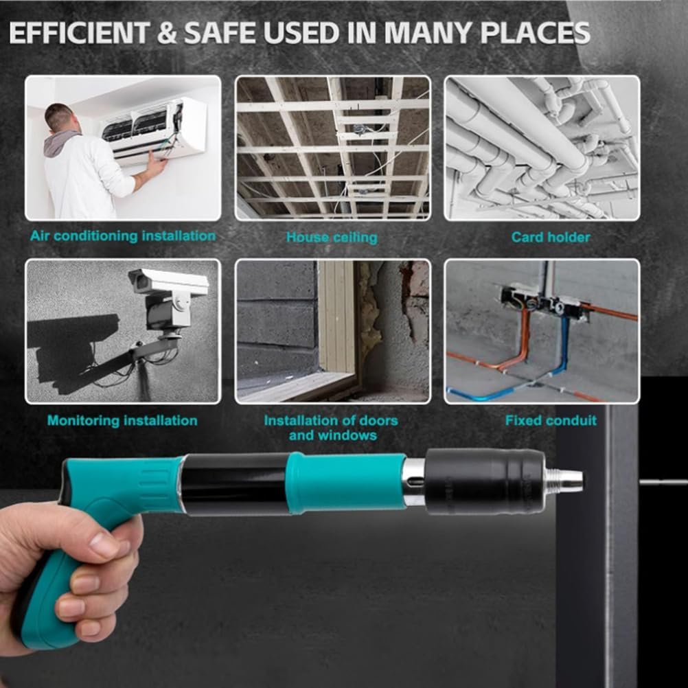 Professional Adjustable Speed Manual Steel Nail Gun, Woodworking Integrated Concrete Nailer Strong Penetration Suitable for Pipeline Installation