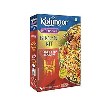 Kohinoor Basmati Biryani Kit Hyderabadi, 333g | Ready-to-Cook Authentic Biryani | Easy 3-Step Recipe (Weight May Vary) - image, photos