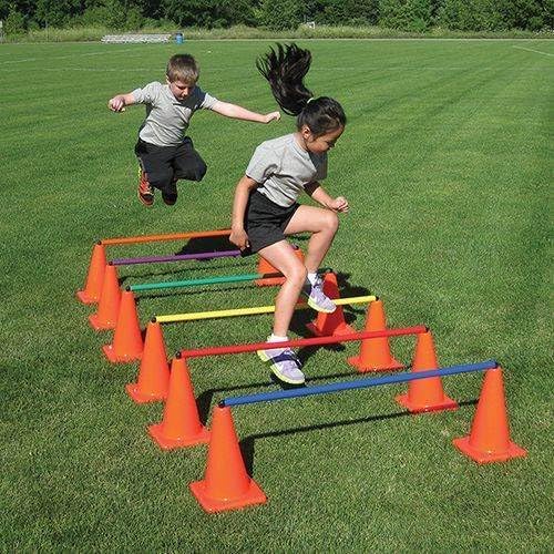 Ananya Sports Cone Hurdle Set – 10pcs x 9" Training Cones with 1 Side Hole + 5 pcs x Agility Poles (70cm Long) 1