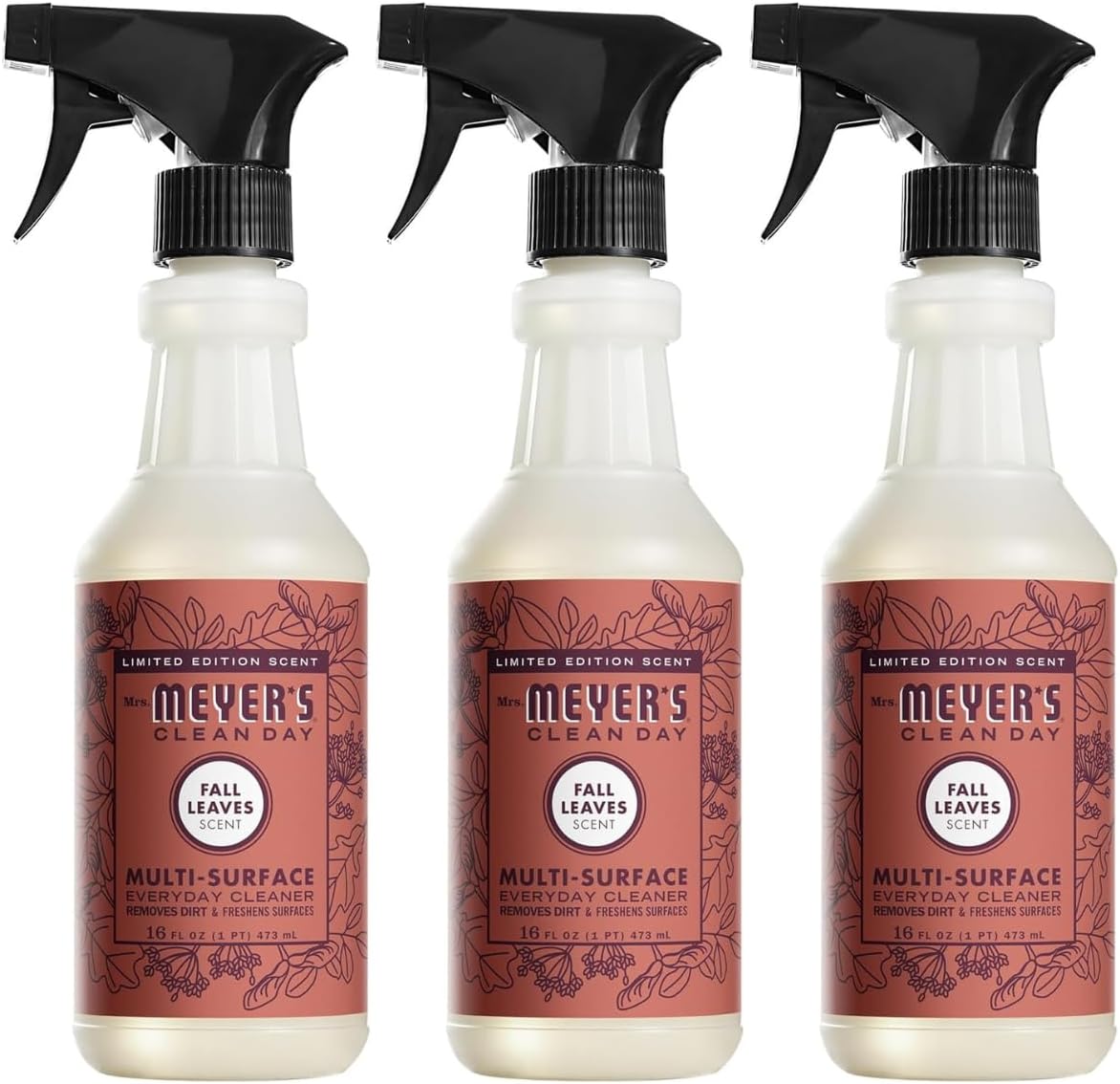 MRS. MEYER'S CLEAN DAY Multi-Surface Everyday Cleaner, Fall Leaves Scent, 16 fl oz. (Pack of 3)