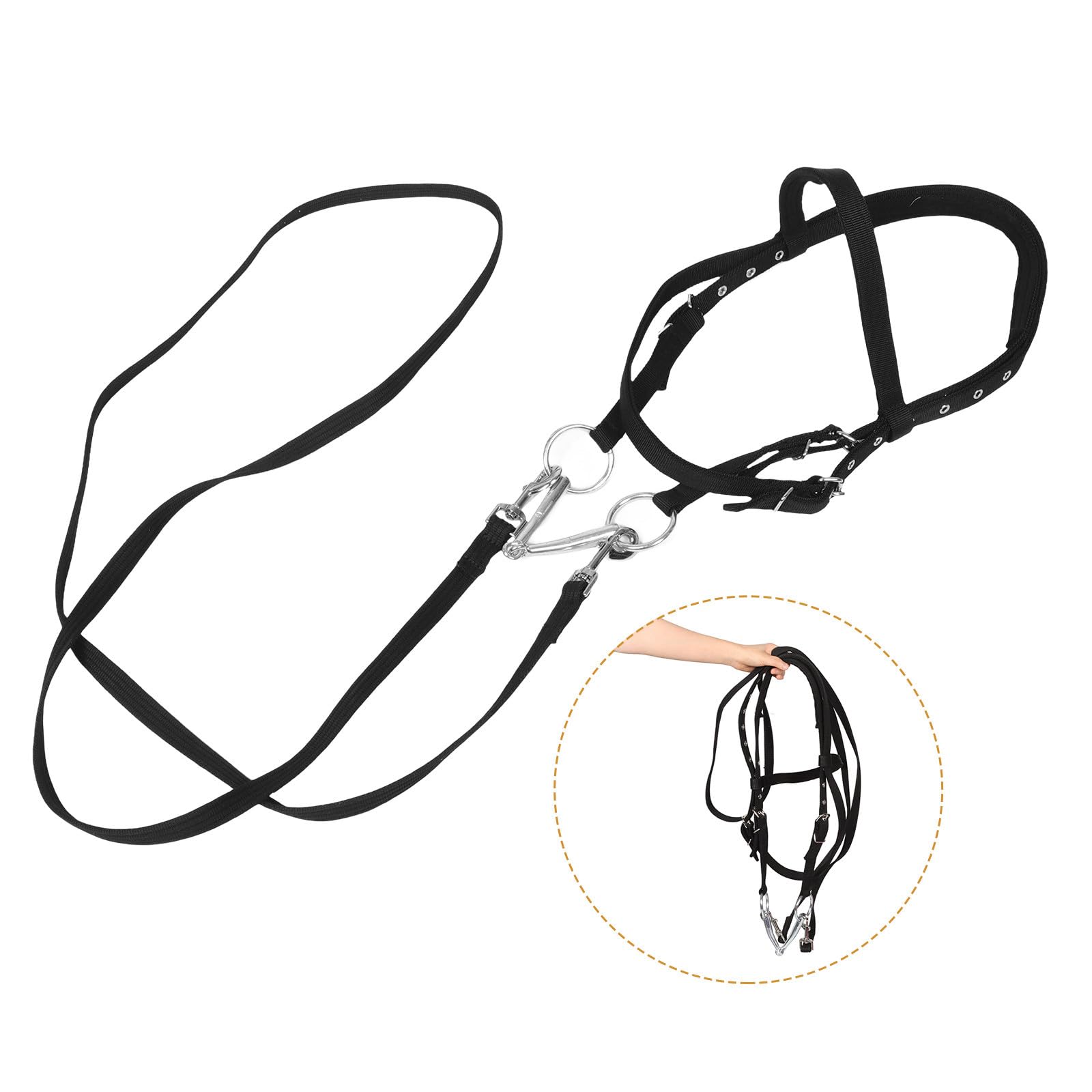 SHERCHPRY Cavezza di Corda per Cavalli Regolabile in Nylon Resistente, Briglia Multiuso Cinghia da Tiro per Addestramento e Equitazione, Adatta a Cavalli Oltre 1,3 M di Altezza, per