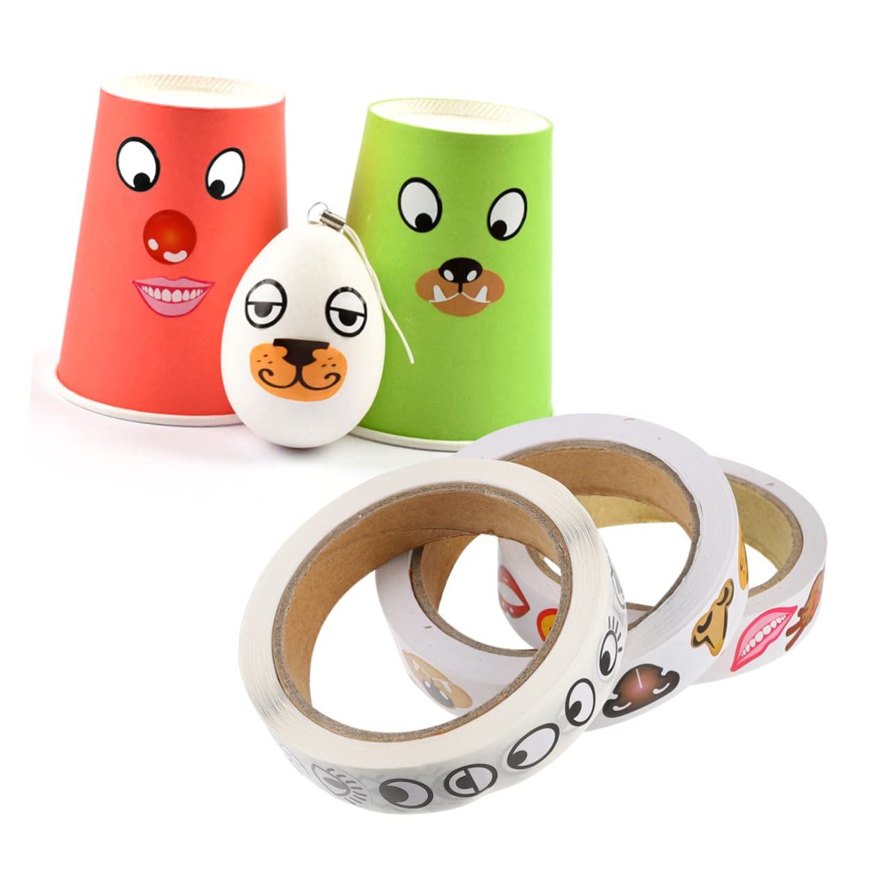 TOYANDONA Eye Nose Mouth Cartoon Stickers for Kids DIY Art Craft Self Adhesive Black and White Eye Stickers 3 Rolls 4.0 X 4.0 Inches
