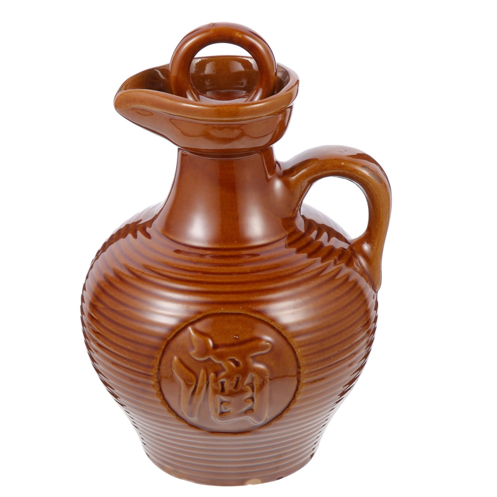 Pot à vin céramique marron Toyvian 500ml récipient maison et restaurant