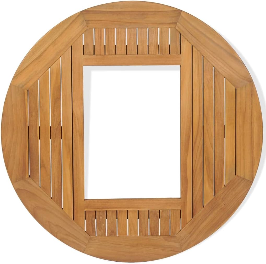 Table Top Brown Teak Hardwood Medium Stackable Tabletop Round Kitchen Furniture Table Parts Tops