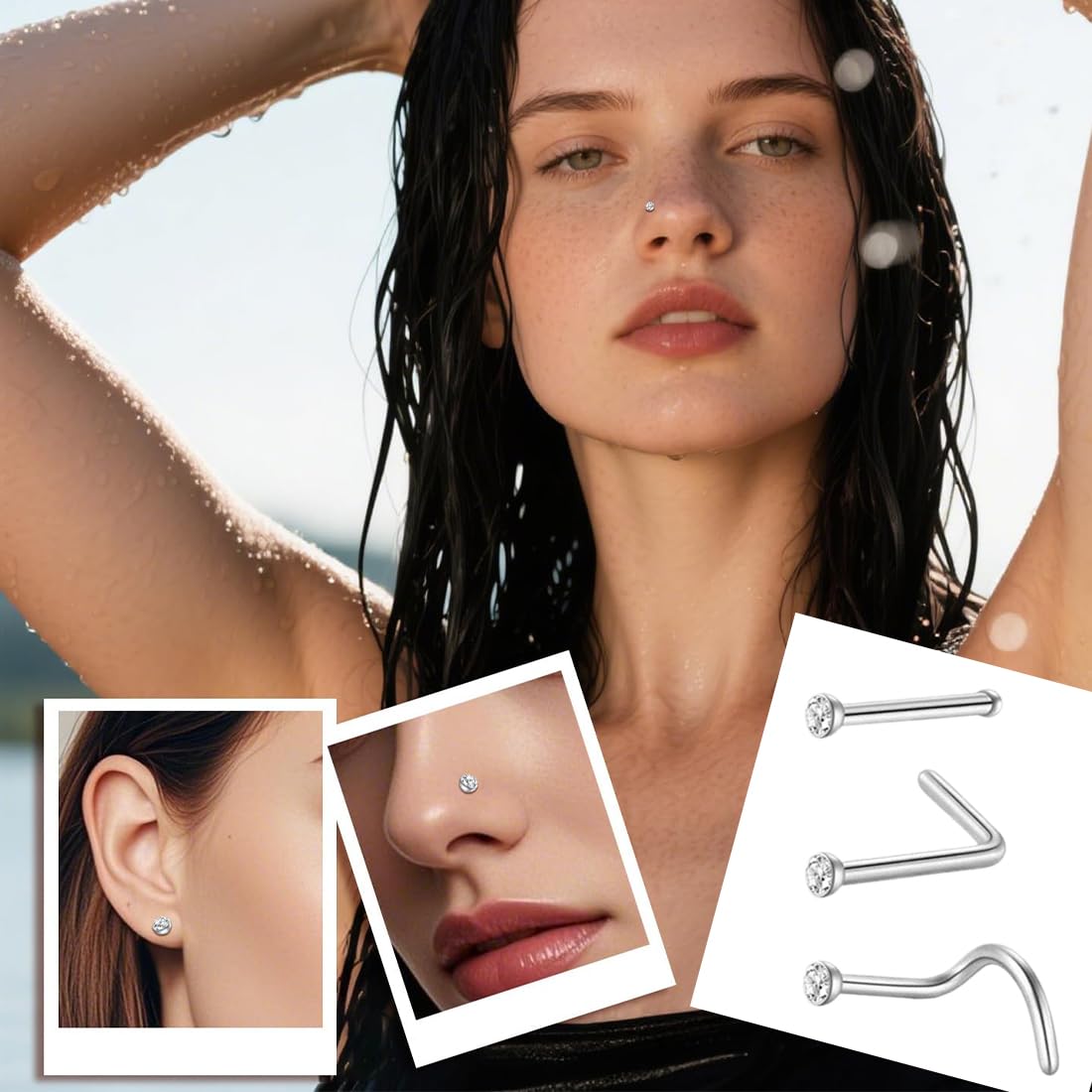 JEYORZY 12 Piezas Piercing Nariz Acero Quirurgico Anillo Joyería para Mujeres Hombres