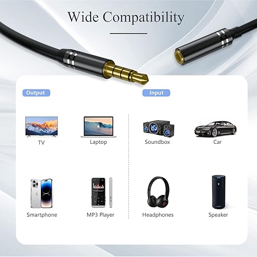 2 Pack Cable Extensor Audifonos 3.5mm 1.2M Negro miniatura 5