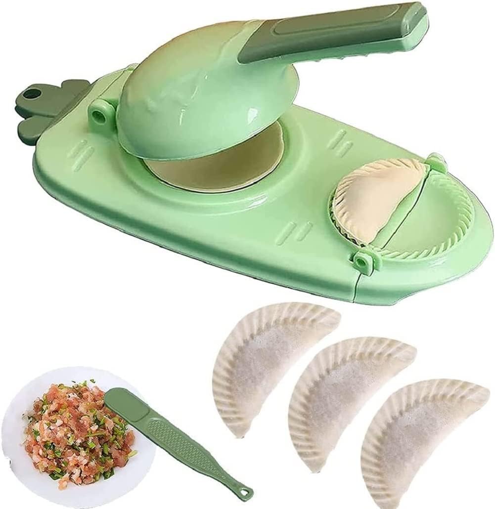 2 in 1 Dumpling Maker, Dumpling Skin Artifact DIY Dumpling Tool Bakery Pastry Manual Mold, Green