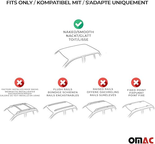 Miniatura 6 de OMAC Juego de barras transversales de techo liso para Mazda CX-30 2020 a 2023, portaequipajes, 110 libras, aluminio, 2 piezas, negro