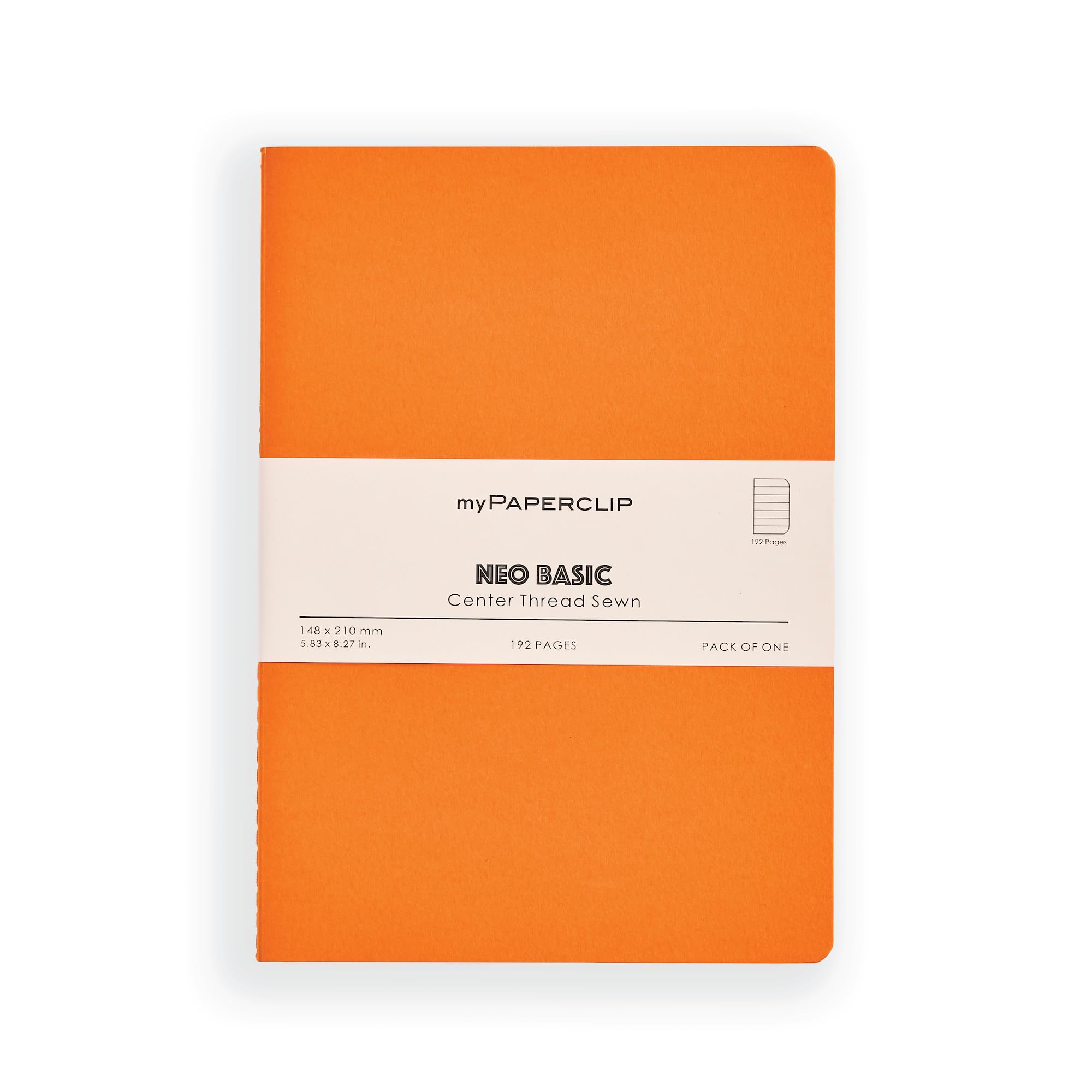 myPAPERCLIP NeoBasic A5 Ruled Notebook | 192 Pages, 80 GSM, 250 GSM Soft Cover, A5 (5.83 x 8.27 in) | Orange