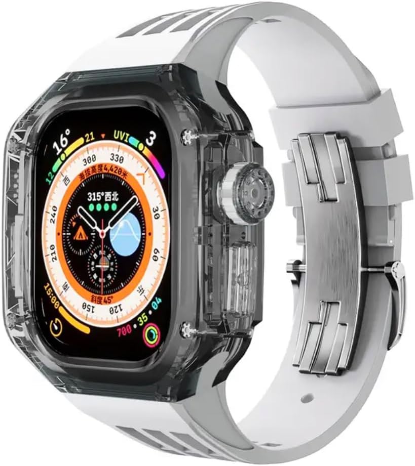 Luxury Modification Kit Compatible with Apple watch Series Ultra 2 | 9 | 8 Ultra | 8 | 7 | 6 | 5, Rubber Band with Case