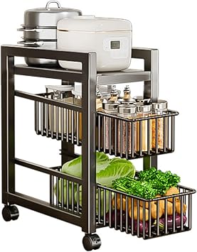 Black Slim Storage Cart,3/4/5 Tiers Organizer Rolling Cart,Gap Storage Shelf with Pull-Out Basket,for Bathroom Narrow PlacesStyle 1-Width 25cm