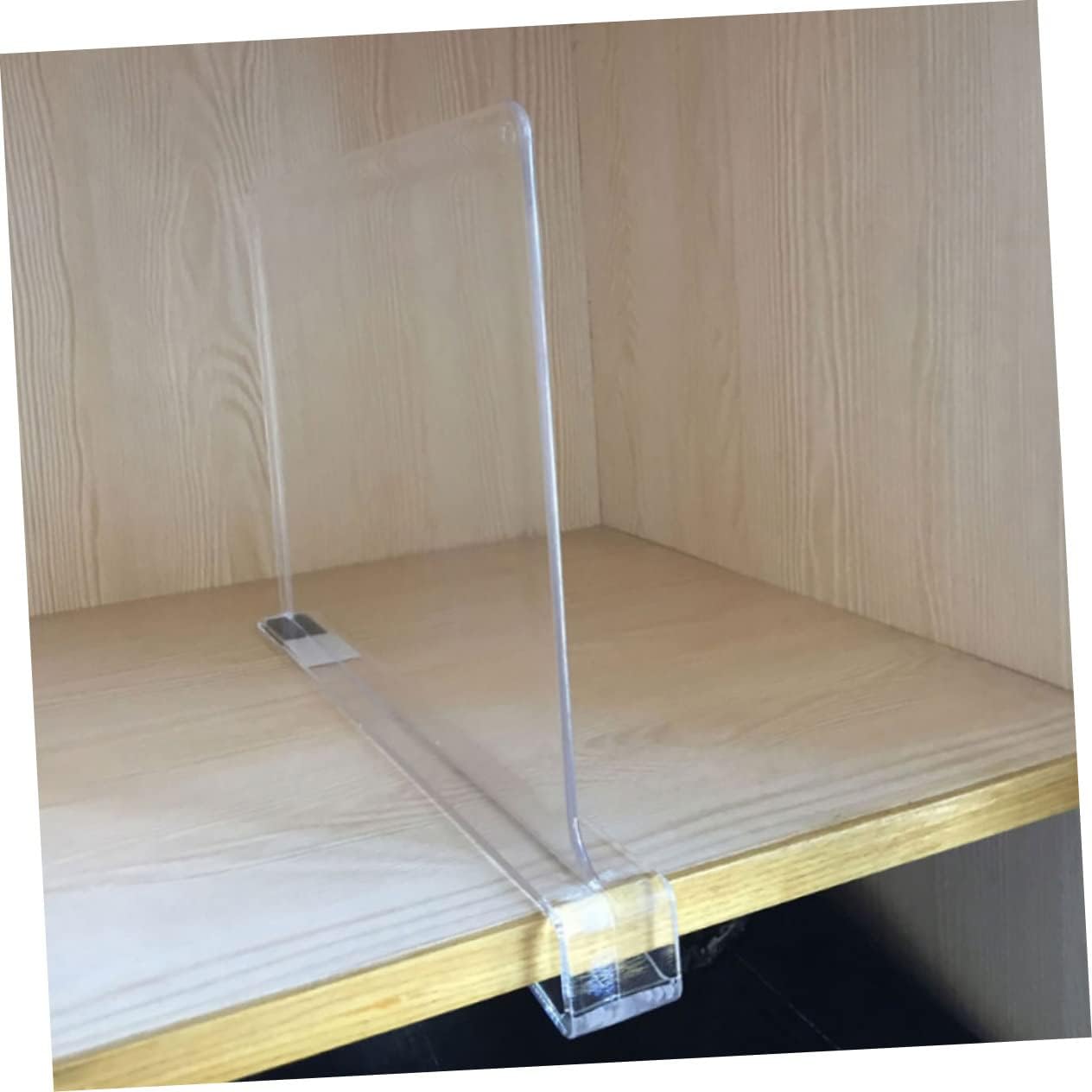 4Pcs Clear Acrylic Shelf Dividers Multi Use Closet Organizers for Cabinets Pantry and Desks Maximize Storage Space and Keep Wardrobe Neat and Tidy