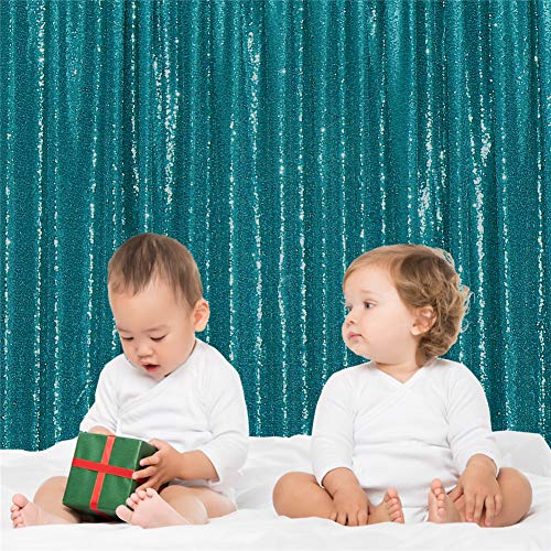 Eternal Beauty Teal Sequin Backdrop, 6x6 Ft Glitter Background Curtains for Shimmer Photography Party Wedding Birthday Back Drop Decor by Eternal Beauty - Used condition - Image 6